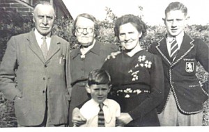 Me on far right, with younger brother, mother, and grandparents from Awbridge, 1948.